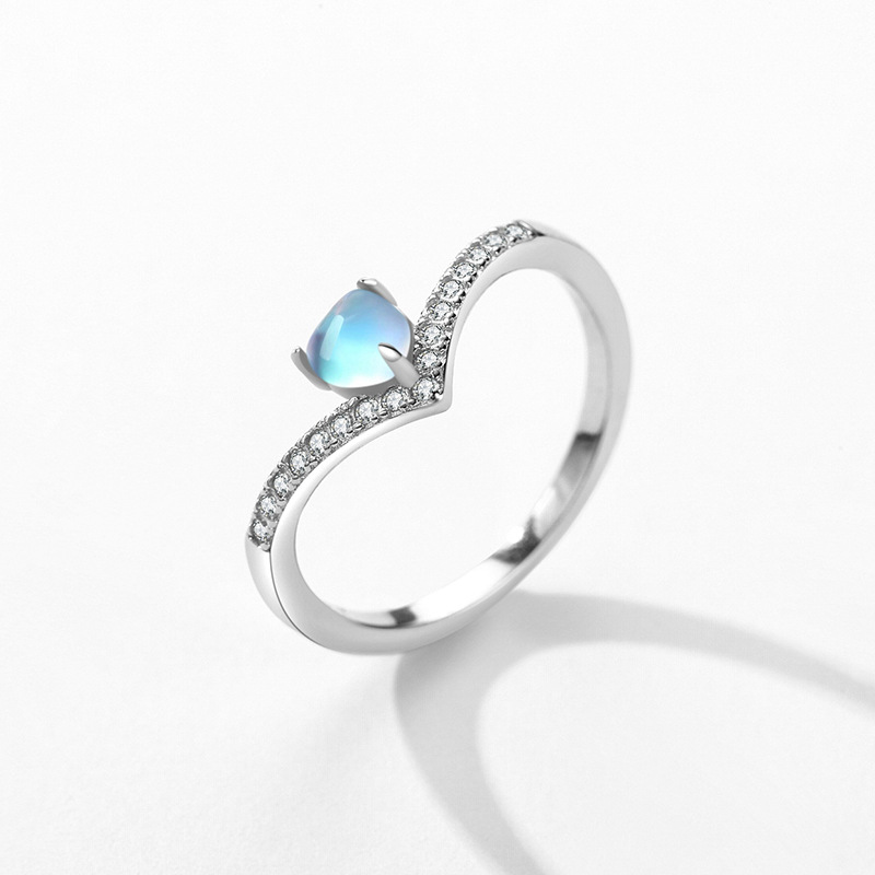 Sterling Silver Heart-shaped Moonstone Arrow Ring 4