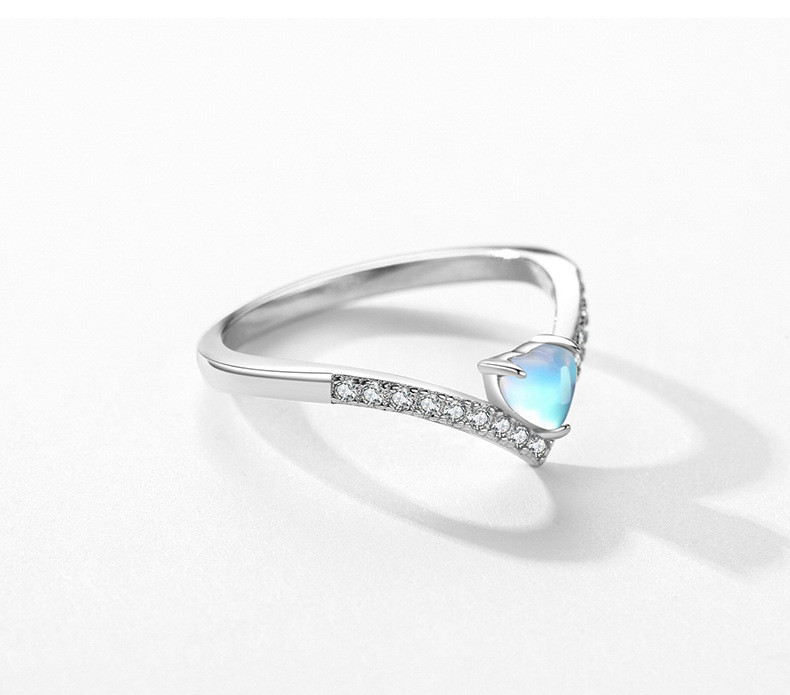 Sterling Silver Heart-shaped Moonstone Arrow Ring 2