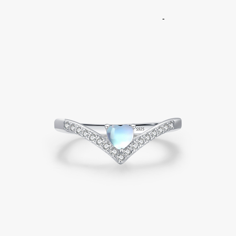 Sterling Silver Heart-shaped Moonstone Arrow Ring 3