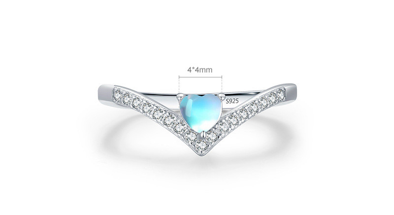 Sterling Silver Heart-shaped Moonstone Arrow Ring 1