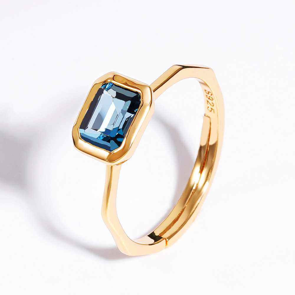 Women's S925 Sterling Silver Colored Gems Topaz Ring 5