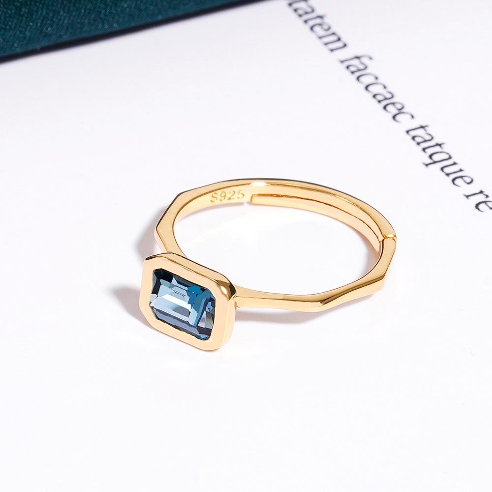 Women's S925 Sterling Silver Colored Gems Topaz Ring 4