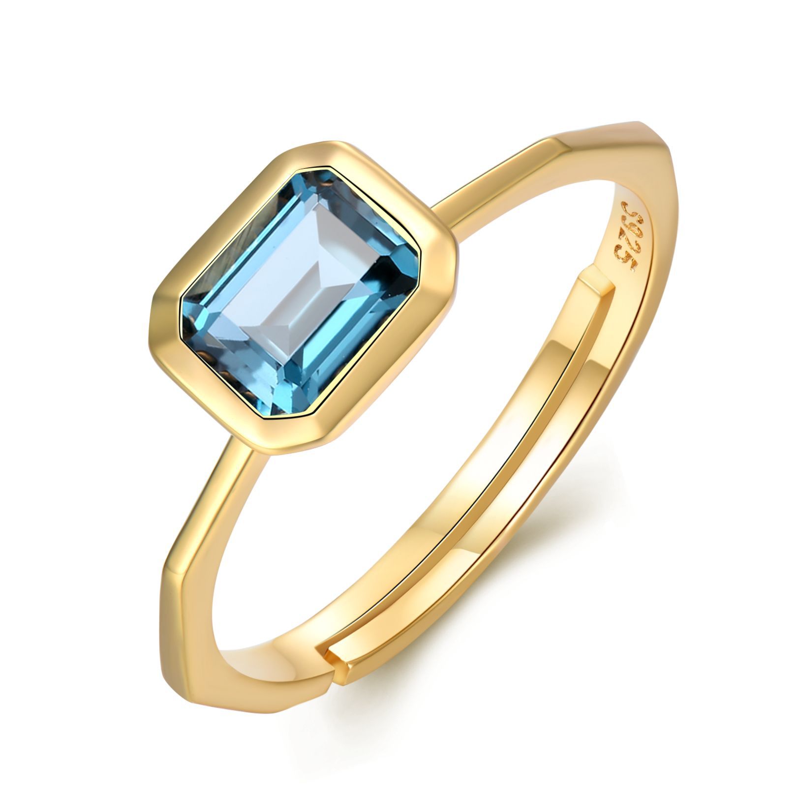 Women's S925 Sterling Silver Colored Gems Topaz Ring 6