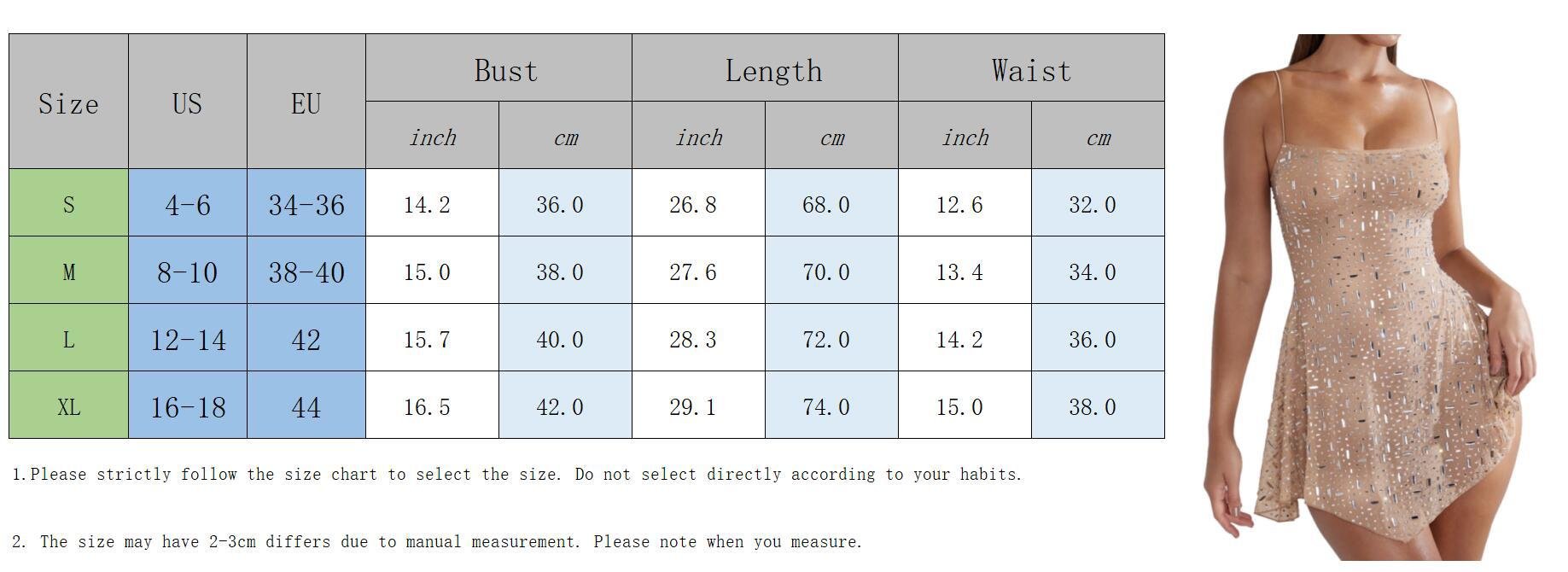 Hot Drilling Semi See-through Sling Short Dress - Angle 1