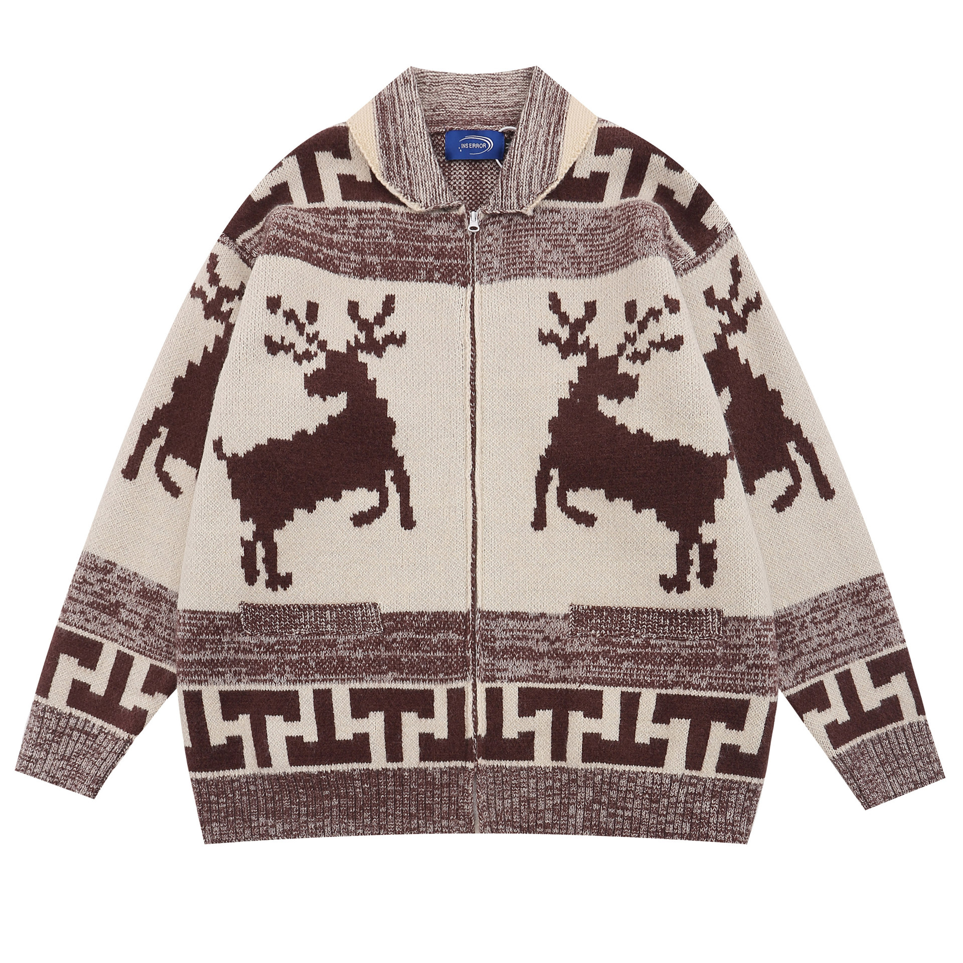 Retro Elk Jacquard Lapel Cardigan 6