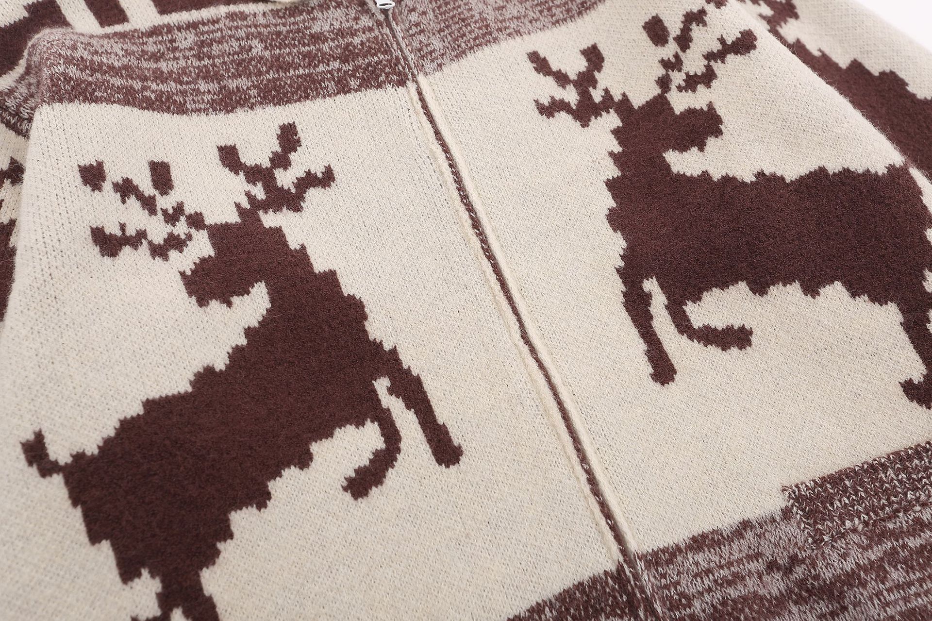 Retro Elk Jacquard Lapel Cardigan 5