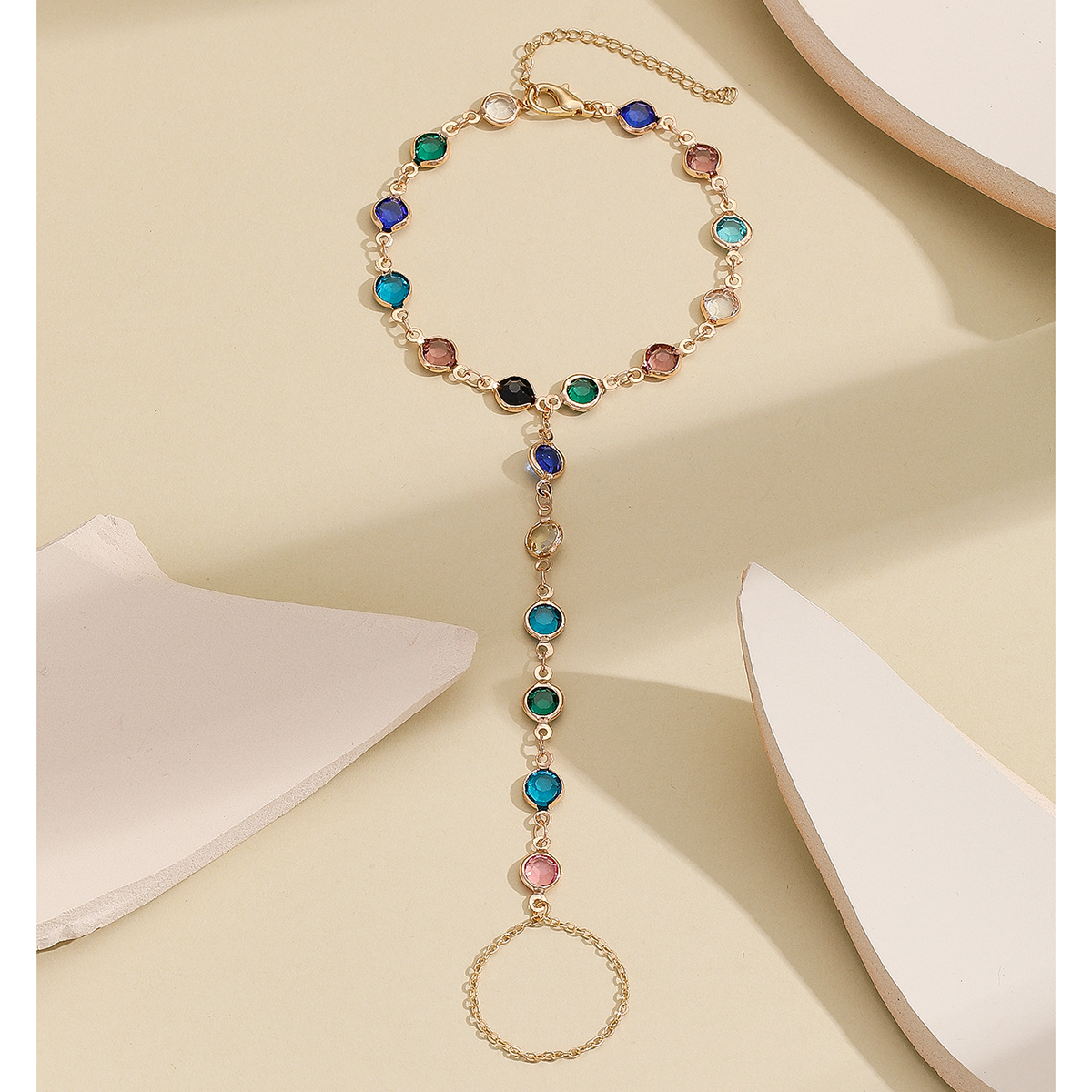 Bohemian Style Colorful Crystal Chain Bracelet 2