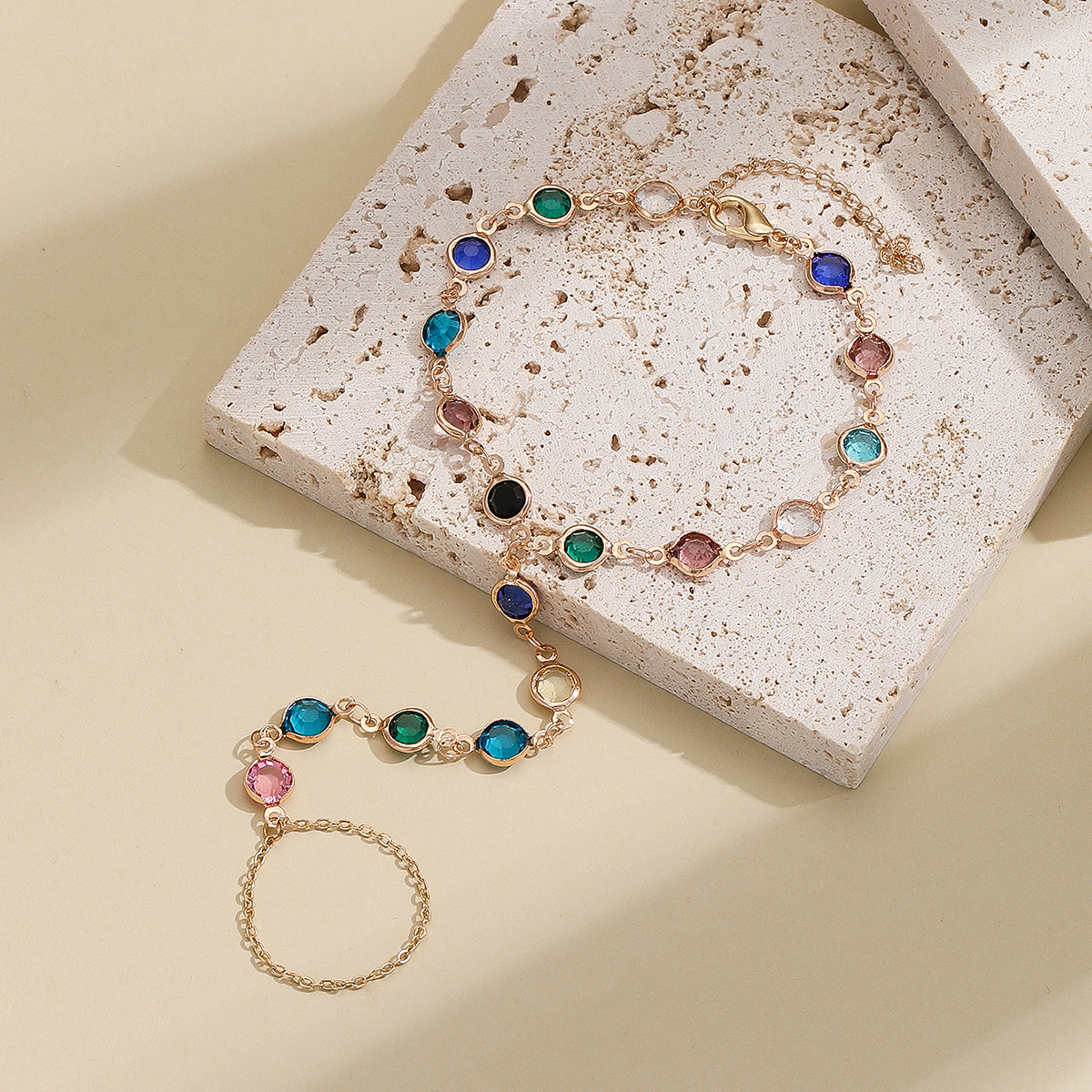 Bohemian Style Colorful Crystal Chain Bracelet 1