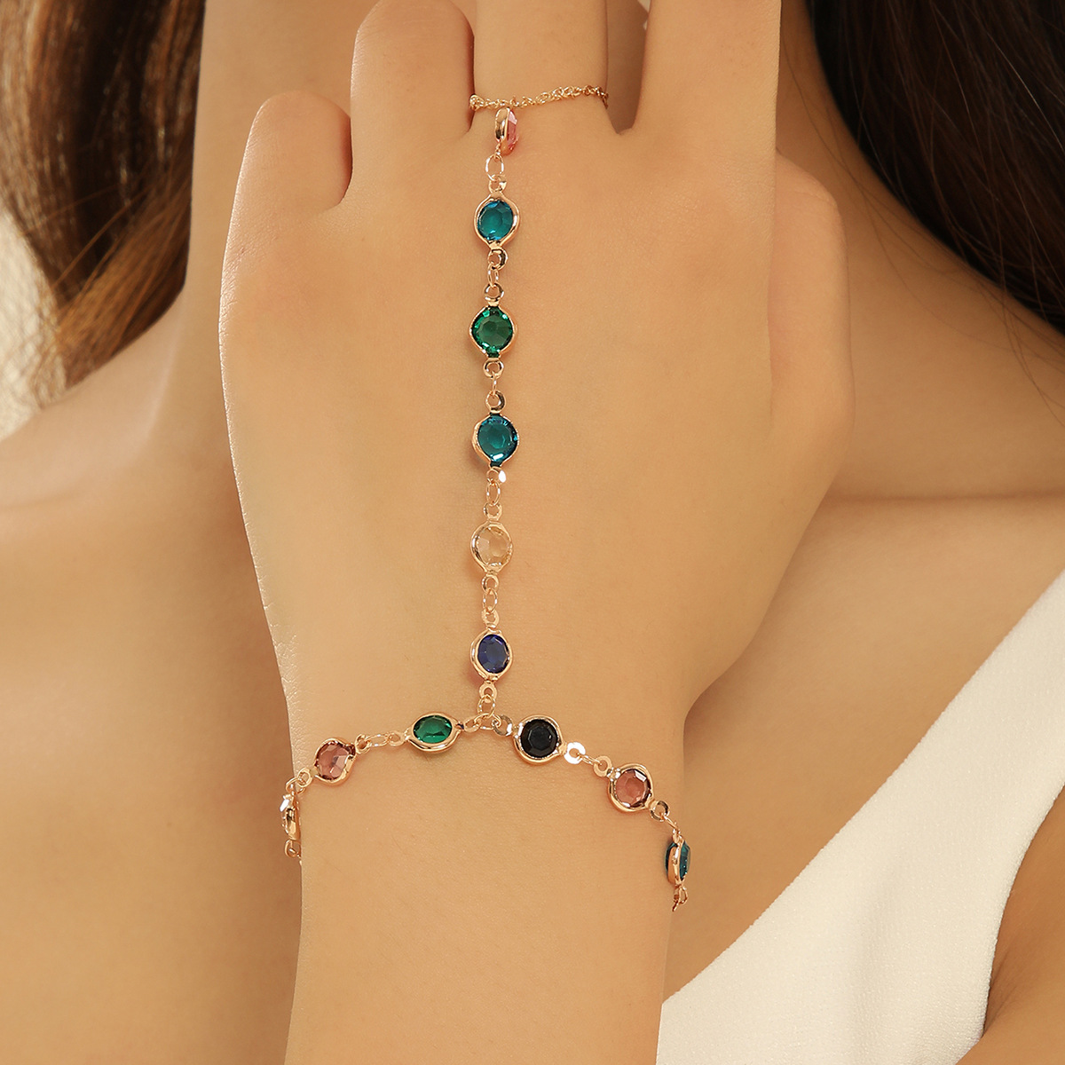 Bohemian Style Colorful Crystal Chain Bracelet 5