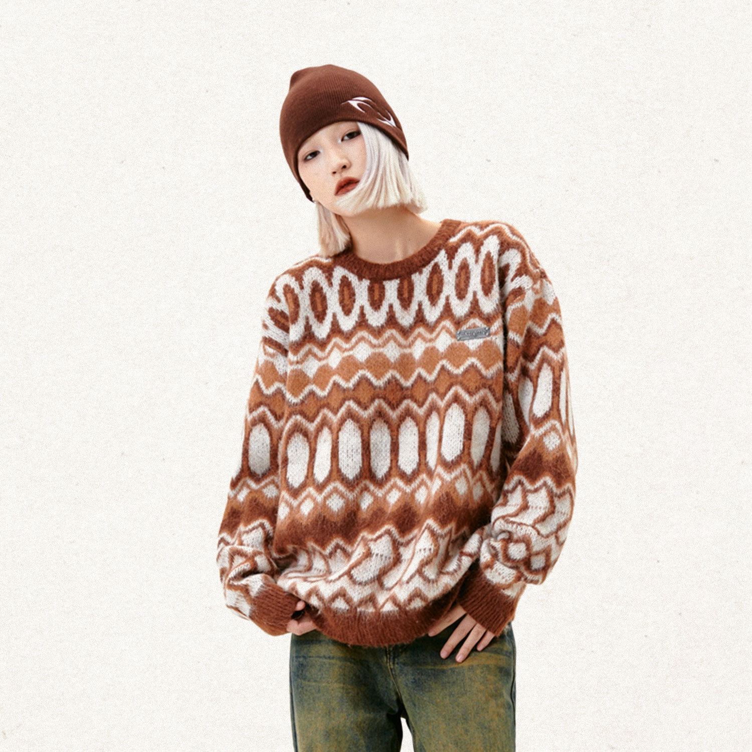 Street Retro Striped Sweater Image 7