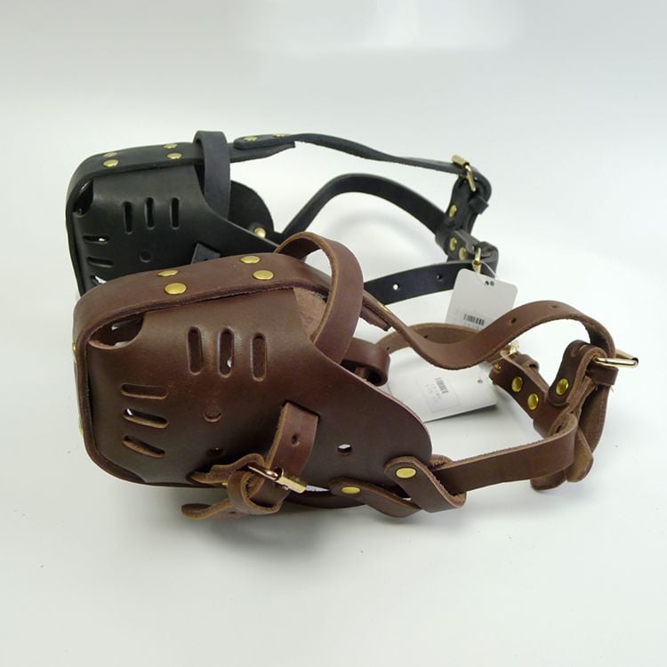 Cowhide Dog Muzzle - Stylish Design