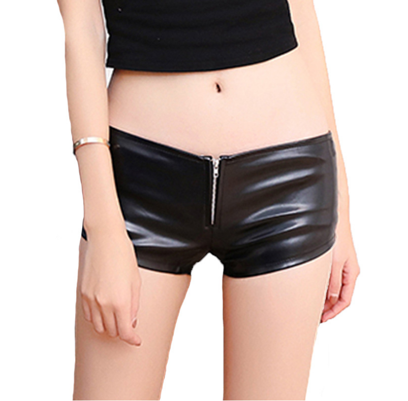 Women's Low Waist Patent Leather Super Hot Pants