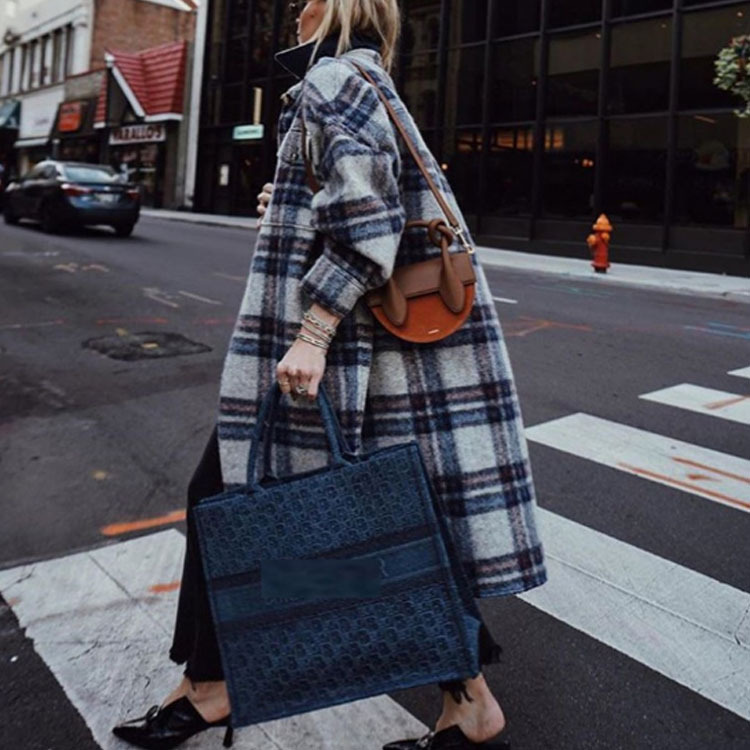 Brushed Plaid Long Coat Image 1
