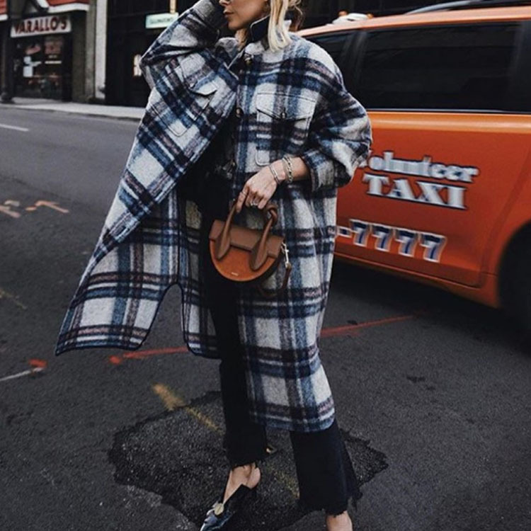 Brushed Plaid Long Coat Image 5