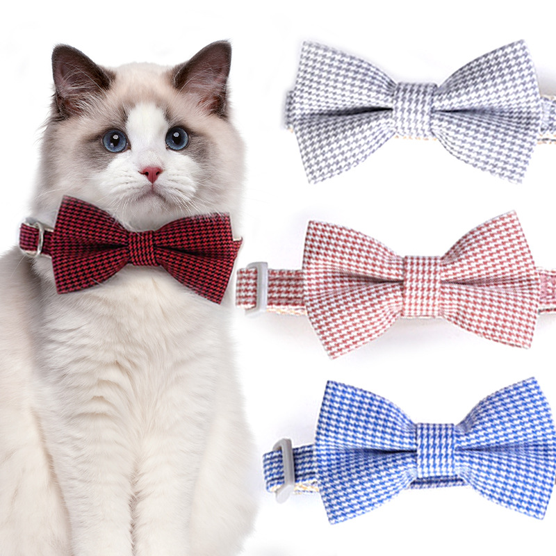 Pet Adjustable Bow Cat Collar - Pink
