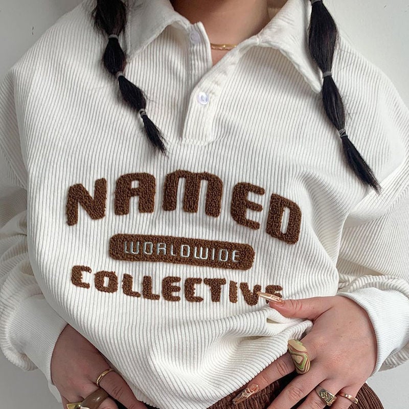 Campus Style Retro Corduroy Sweater Image 4