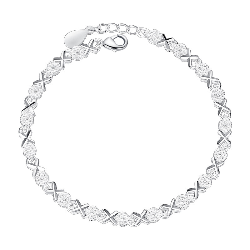 S925 Silver Female Creative Heart-to-heart Printed XO Bracelet 2