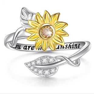 Gold And Silver Two-tone Sunflower Flower Ring 3