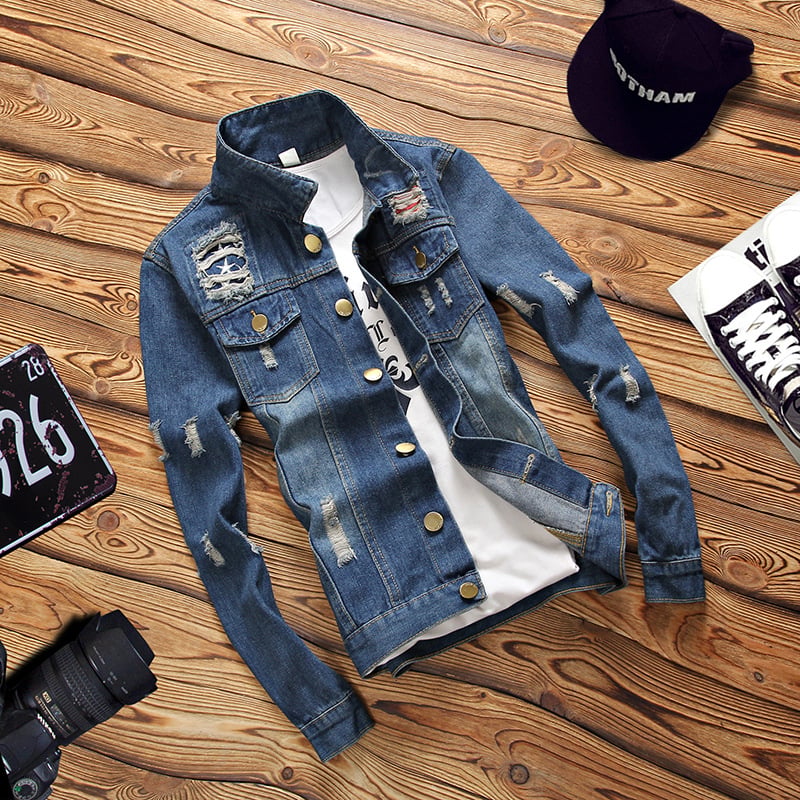 Korean Style Slim Men's Denim Jacket 2