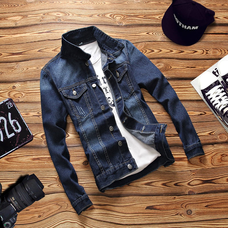 Korean Style Slim Men's Denim Jacket 7