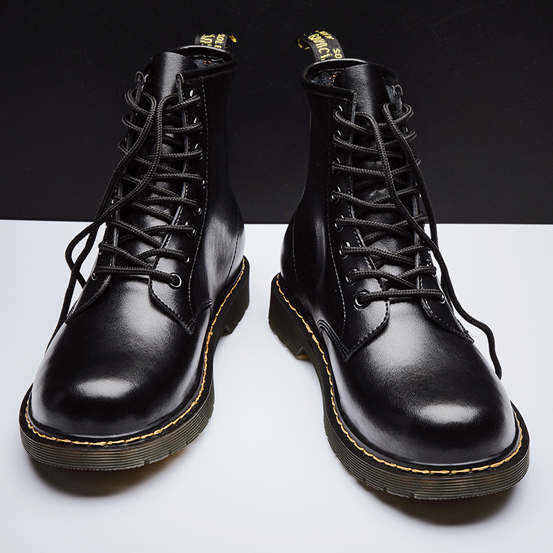Men's High-top British Style Tooling Leather Martin Boots Image 5