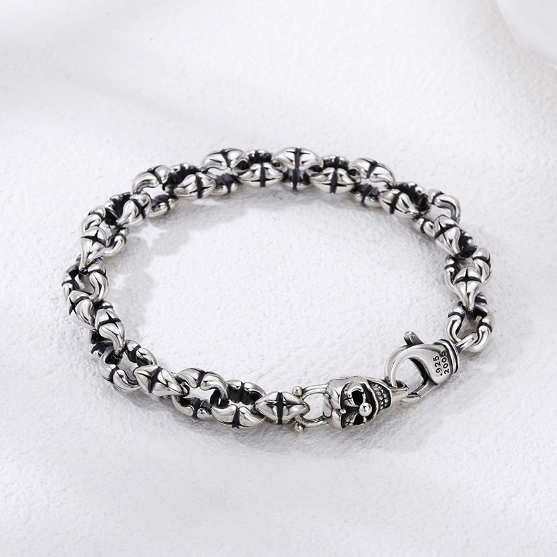 925 Sterling Silver Skull Bracelet Image 1