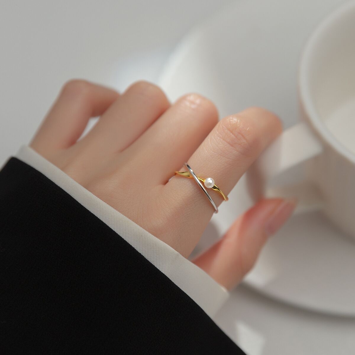 Cross Pearl Ring Image 1