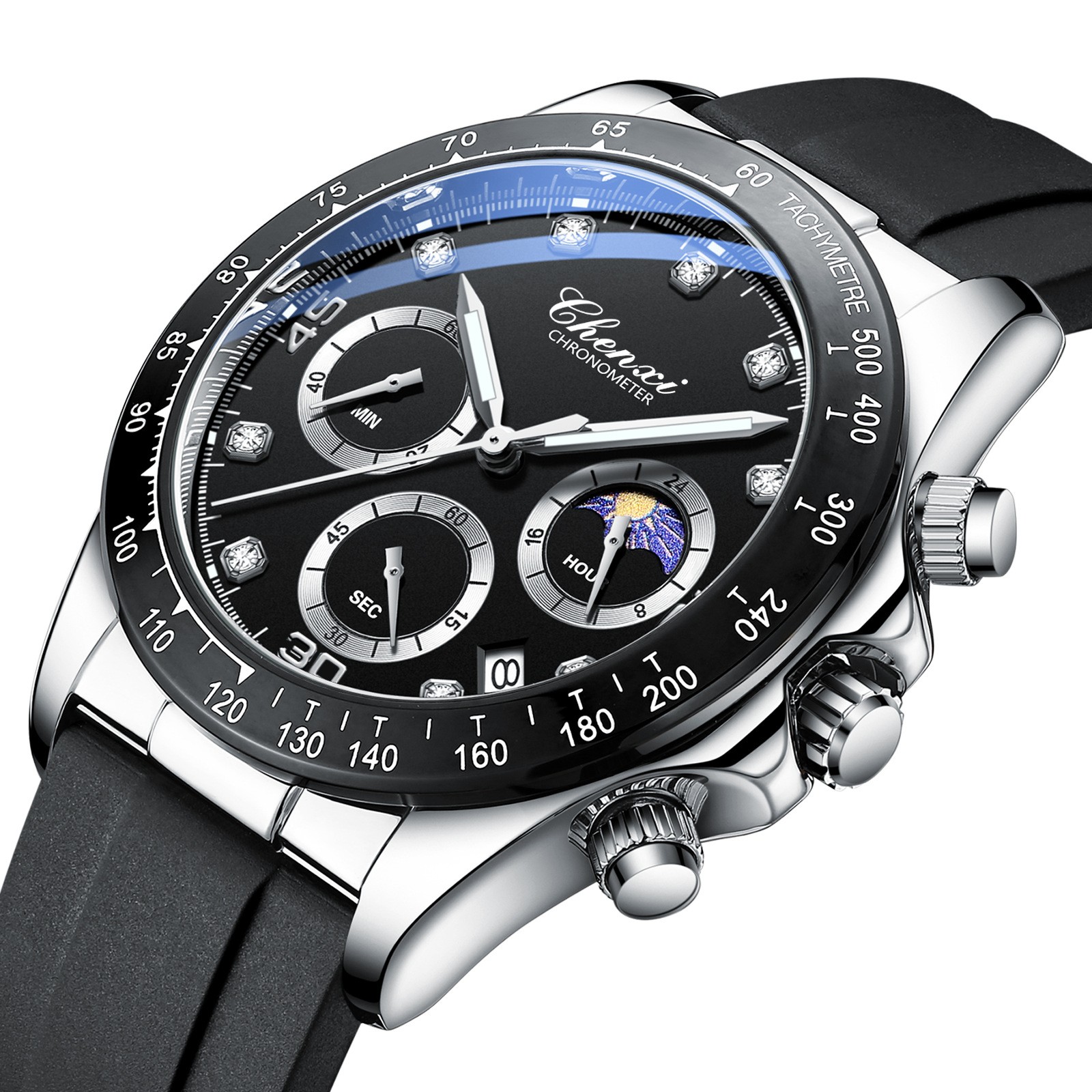 Multi-functional Silicone Band Watch - Black Surface