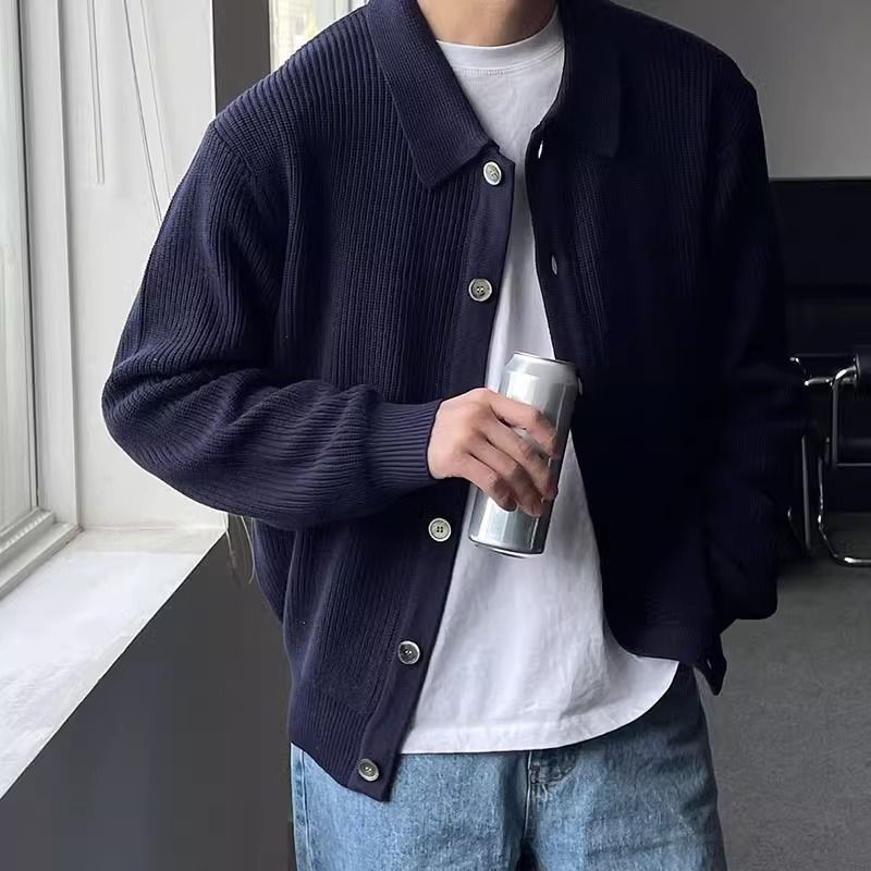 Men's Casual Loose Retro Cardigan - Back View