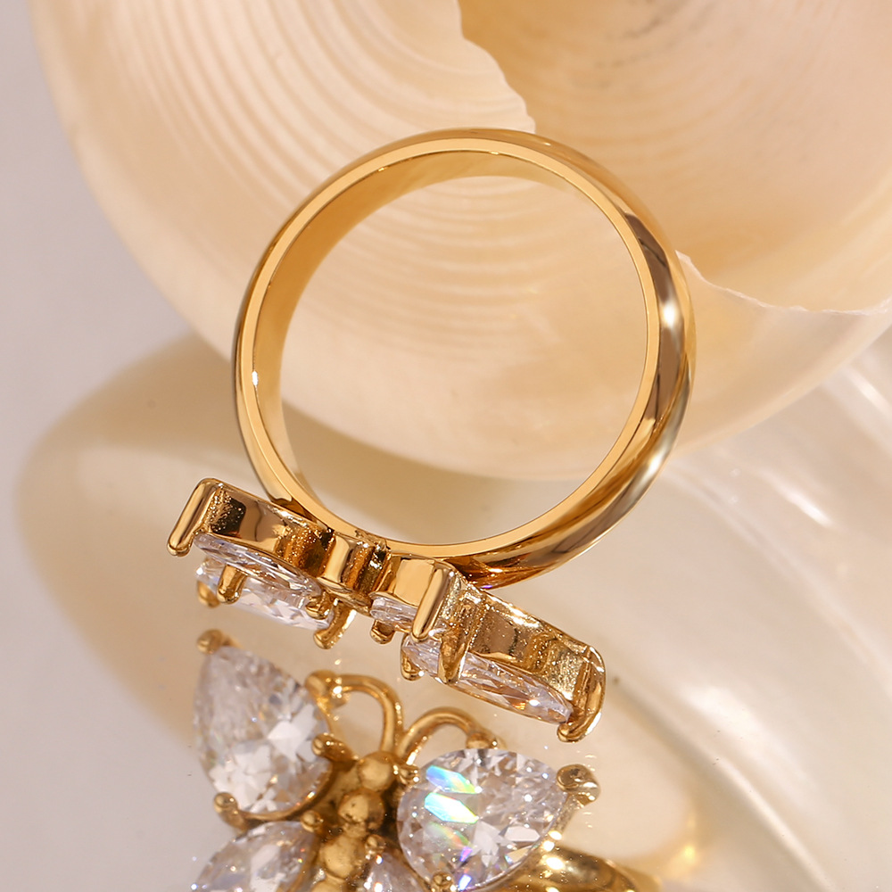 Fashion Zircon Butterfly Ring 3