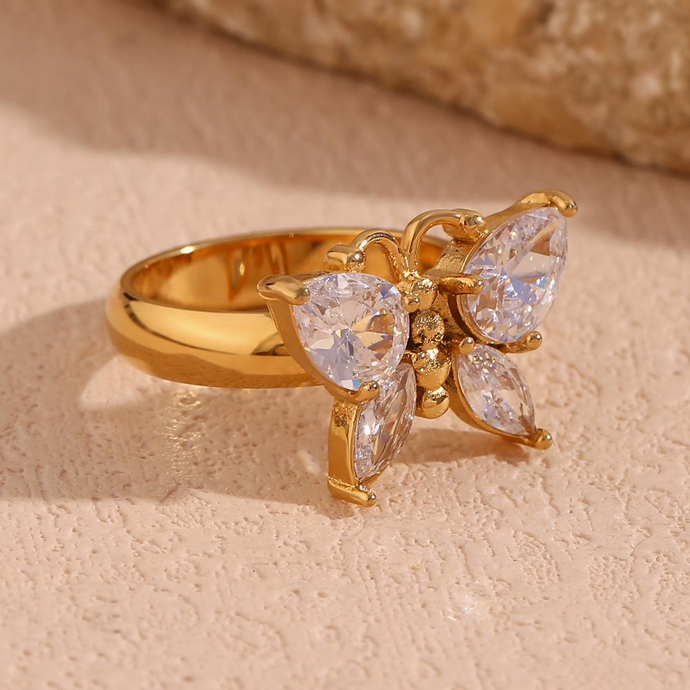 Fashion Zircon Butterfly Ring 11