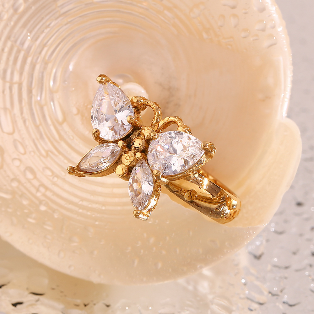 Fashion Zircon Butterfly Ring 5