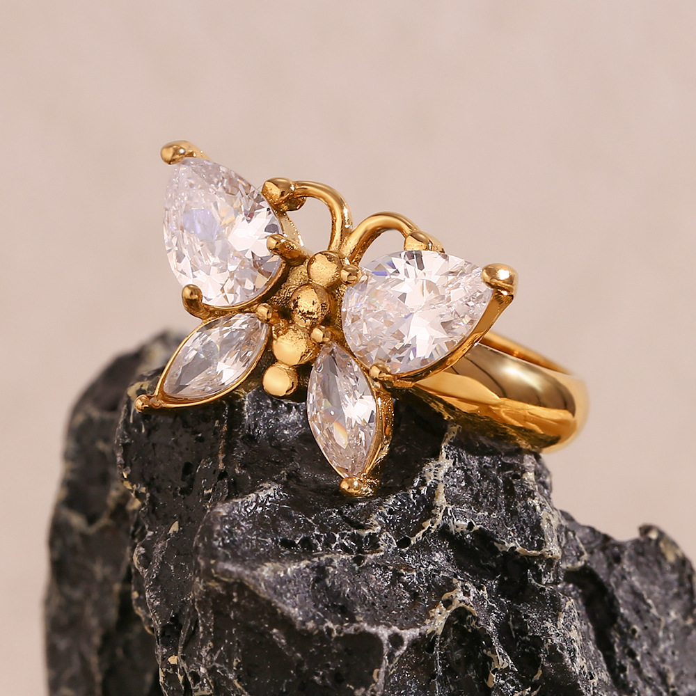Fashion Zircon Butterfly Ring 8
