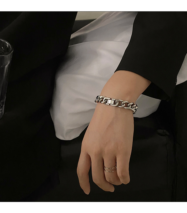 Couple Titanium Steel Cuban Link Chain Bracelet 1