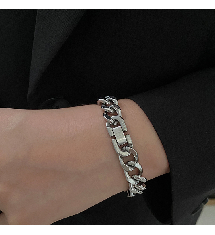 Couple Titanium Steel Cuban Link Chain Bracelet 3