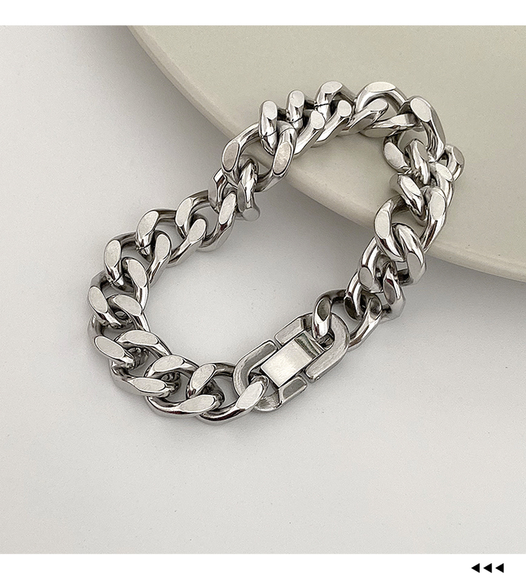 Couple Titanium Steel Cuban Link Chain Bracelet 8