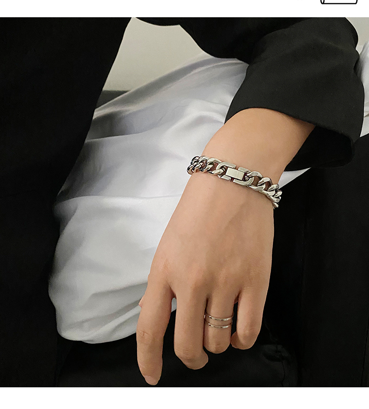 Couple Titanium Steel Cuban Link Chain Bracelet 5