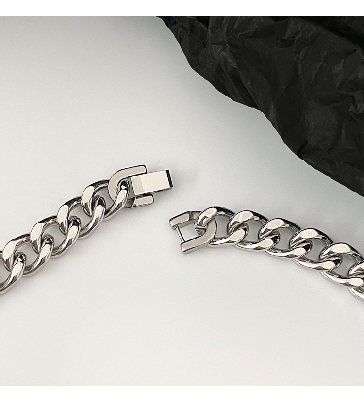 Couple Titanium Steel Cuban Link Chain Bracelet 7