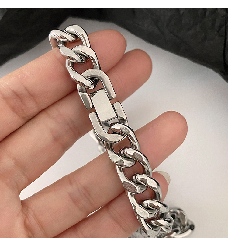 Couple Titanium Steel Cuban Link Chain Bracelet 6