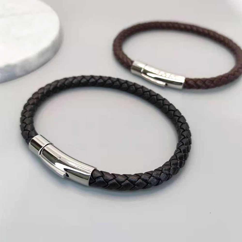 Titanium Steel Leather Braided Bracelet 4