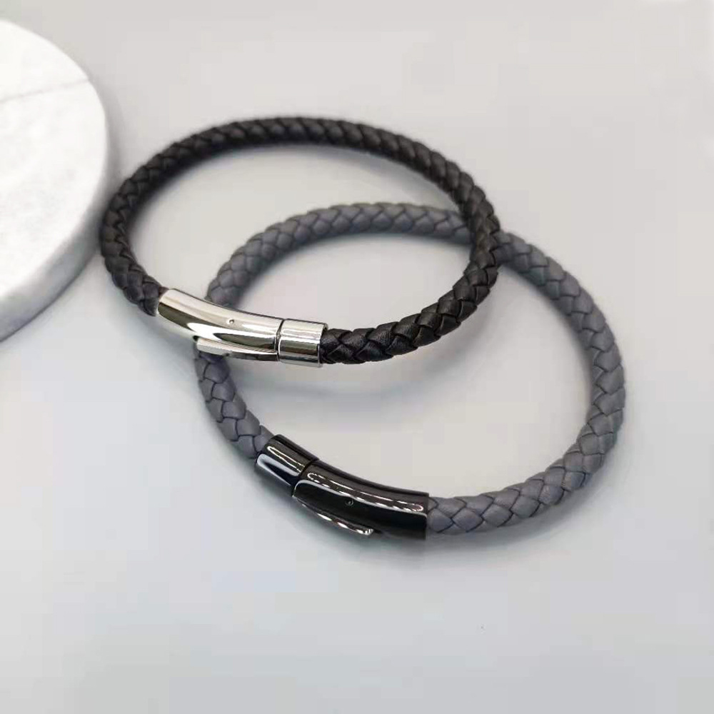 Titanium Steel Leather Braided Bracelet 2