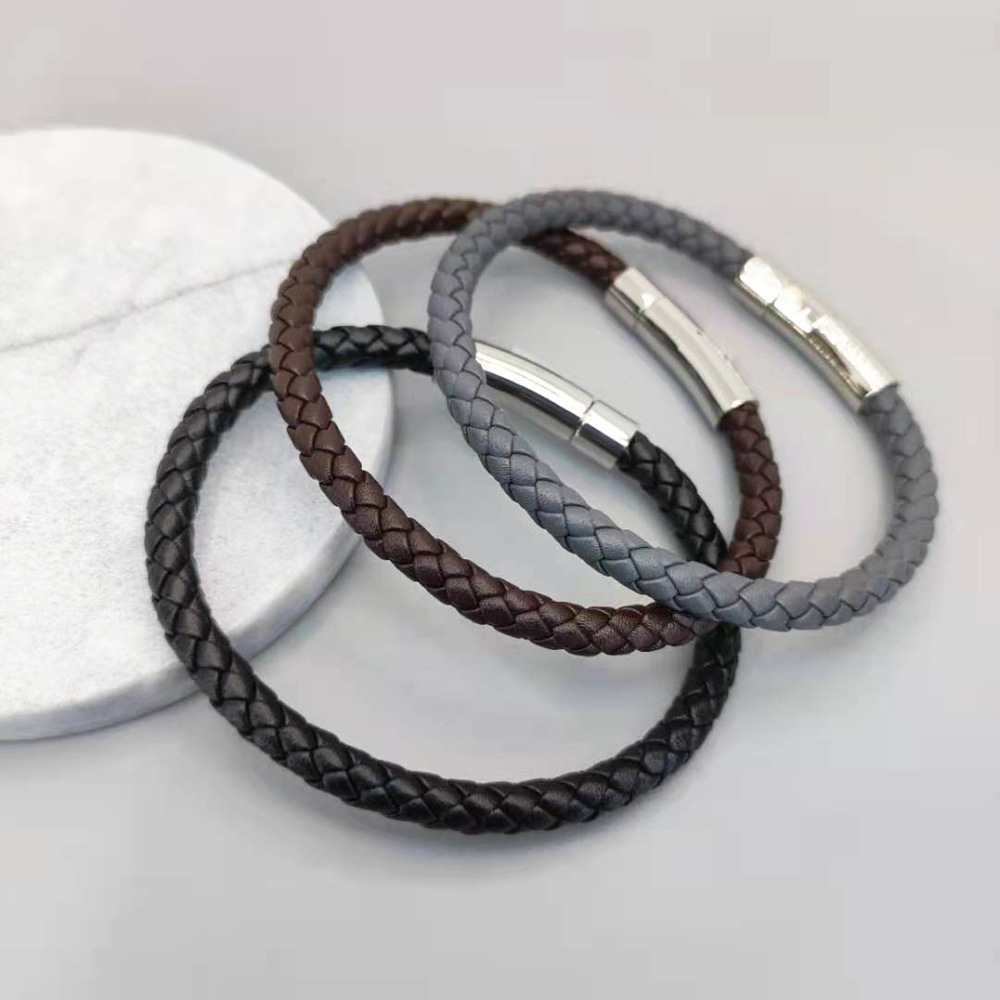 Titanium Steel Leather Braided Bracelet 3