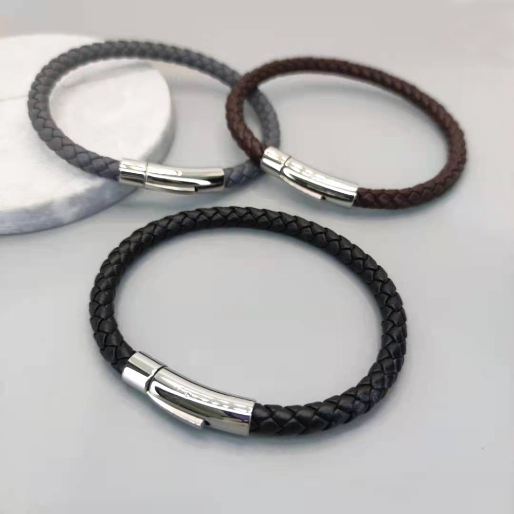 Titanium Steel Leather Braided Bracelet 5