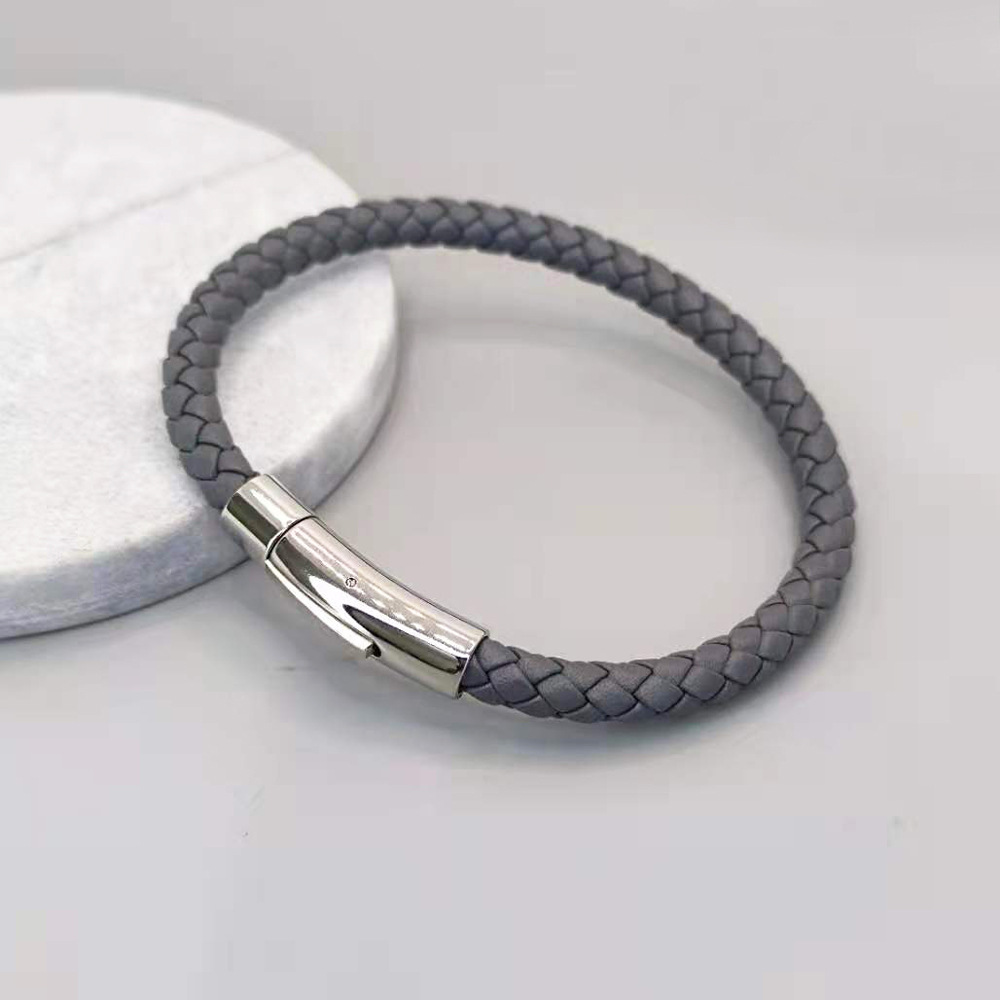 Titanium Steel Leather Braided Bracelet 1