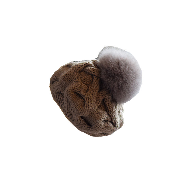 Autumn And Winter Fox Fur Ball Wool Hat - Image 2