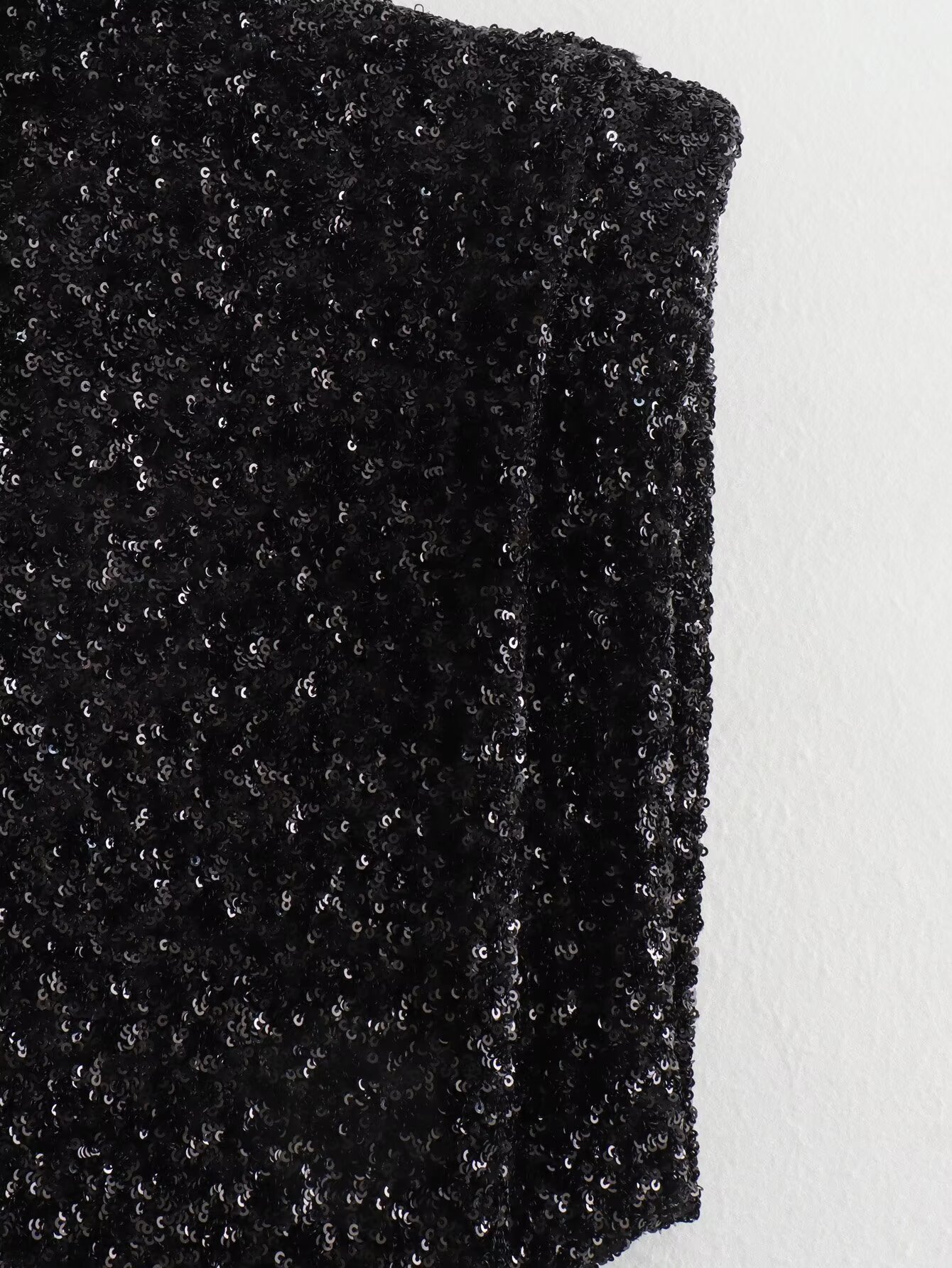 Women With Padded Shoulder Beads Decoration Mini Dress 6