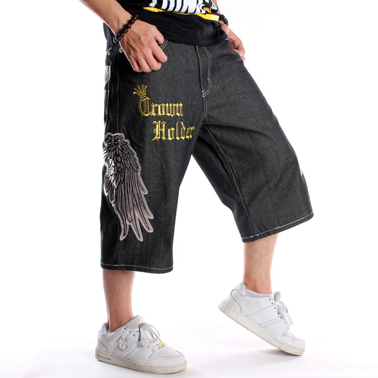 Men's Loose Plus Size Embroidered Denim Shorts - Image 6