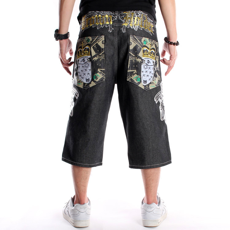 Men's Loose Plus Size Embroidered Denim Shorts - Image 7