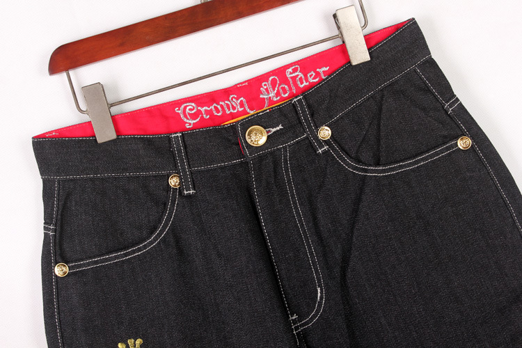 Men's Loose Plus Size Embroidered Denim Shorts - Image 3