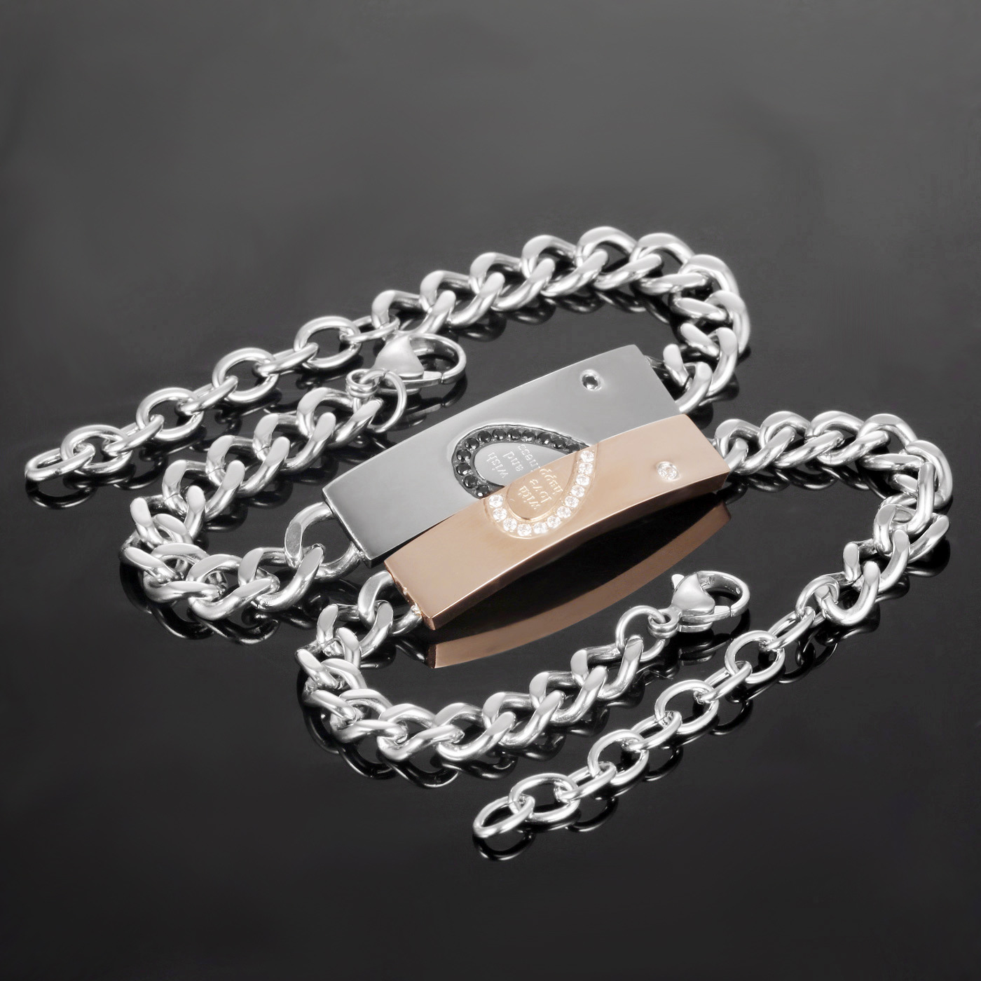 Titanium Steel Puzzle Love Couple Bracelet Image 1